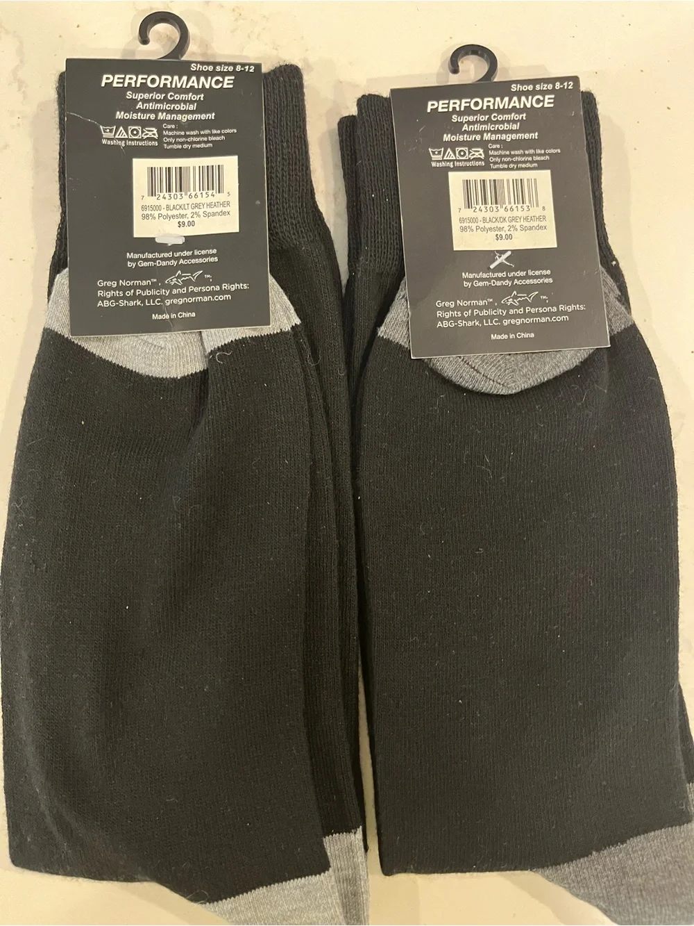 Greg Norman Collection Performance Dress Socks Black Shoe Size 8-12 (2 Pairs)